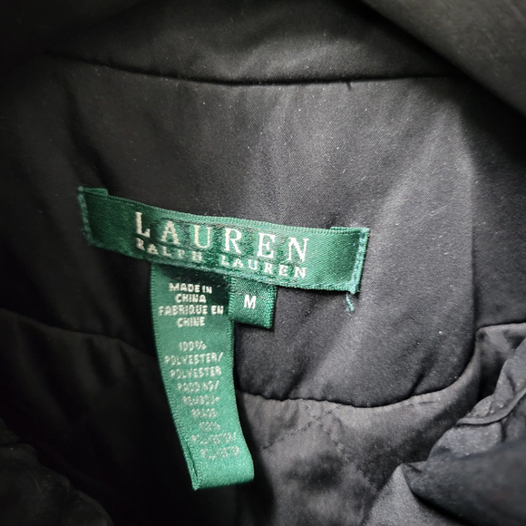 Lauren Ralph Lauren Women's Full-Zip Ruffled Spring Black Light Jacket Medium - Picture 10 of 10